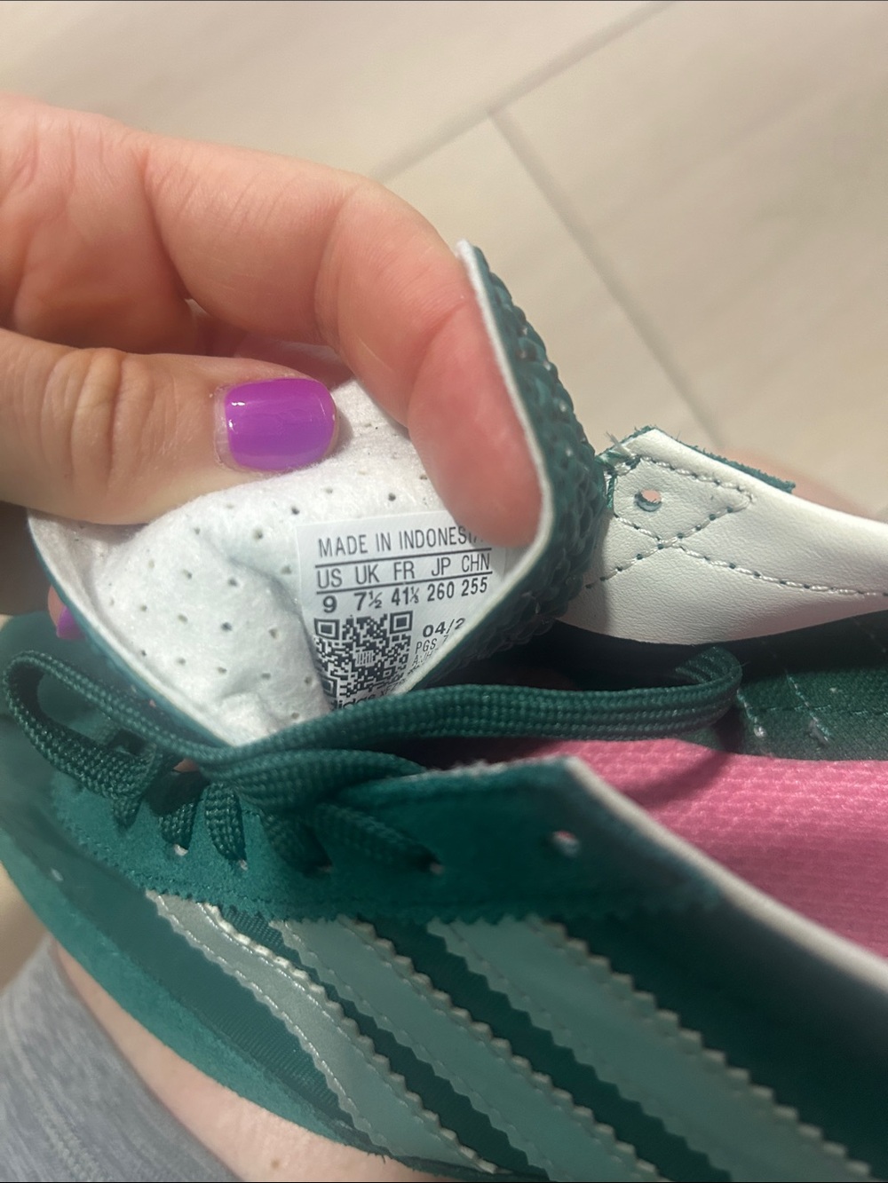 adidas Green and White Retro Runner Sneakers - Picture 4 of 5